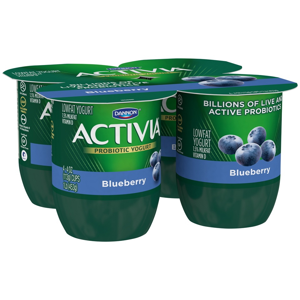 slide 4 of 8, Activia Low Fat Probiotic Blueberry Yogurt Cups, 4 oz