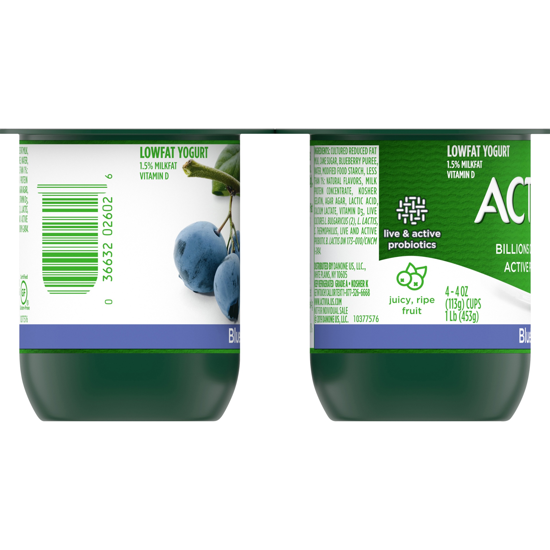 slide 6 of 8, Activia Low Fat Probiotic Blueberry Yogurt Cups, 4 oz
