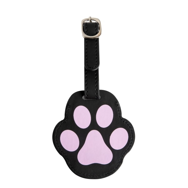 slide 1 of 1, Office Depot Brand Paw Print Lunch Bag Tag, 5'', Black/Pink, 1 ct