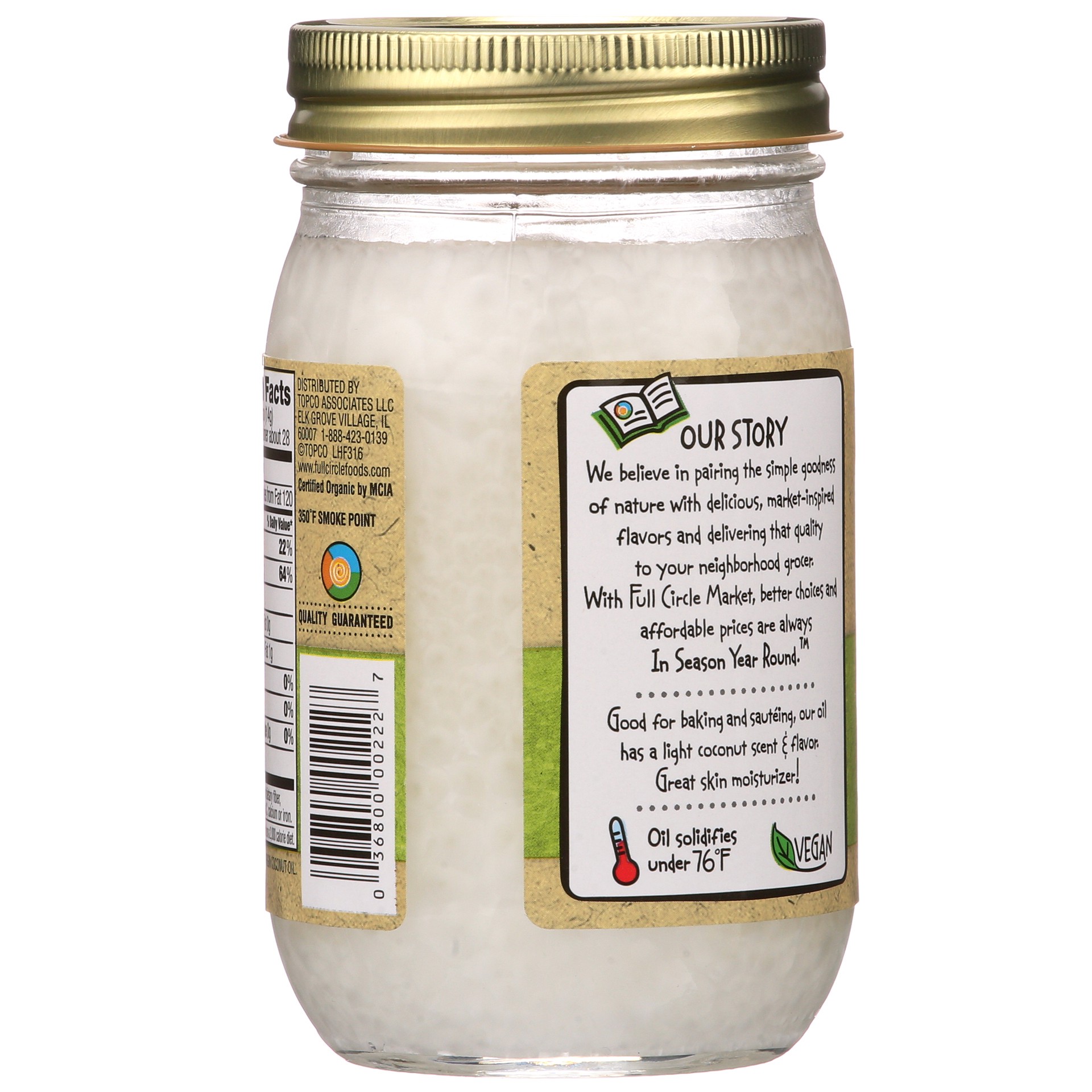 slide 2 of 6, Full Circle Market Organic Virgin Coconut Oil 14 oz, 14 oz