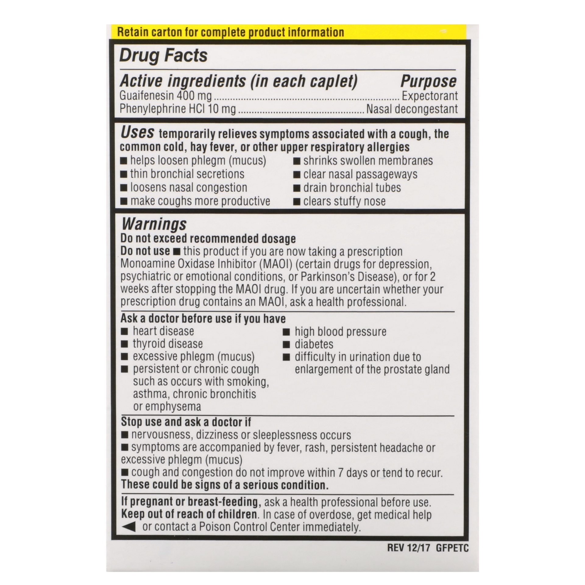 TopCare Chest & Sinus Congestion Relief Pe Expectorant - Guaifenesin ...