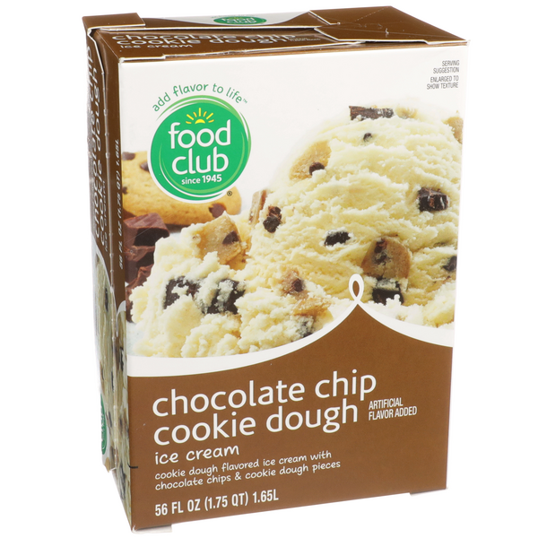 slide 1 of 1, Food Club Chocolate Chip Cookie Dough Flavored Ice Cream, 56 fl oz