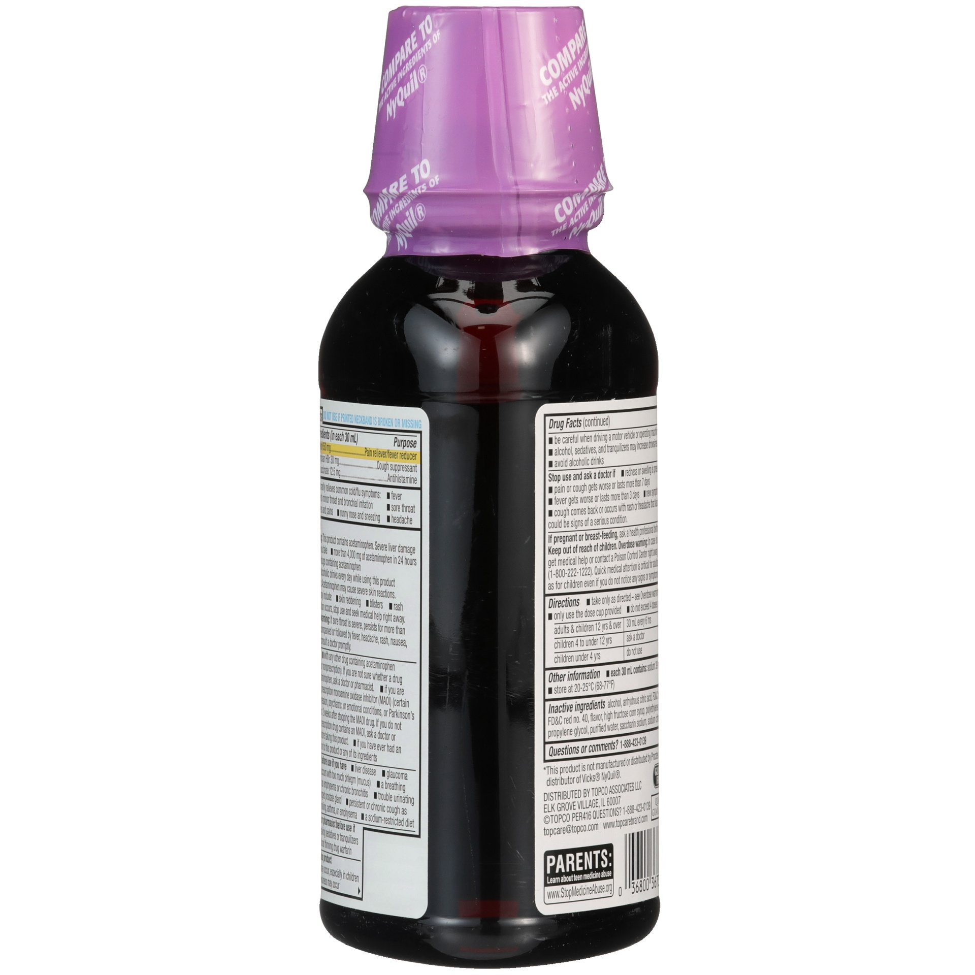 slide 4 of 6, TopCare Nite Time Cold Flu Relief Mixed Berry Flavor, 12 fl oz