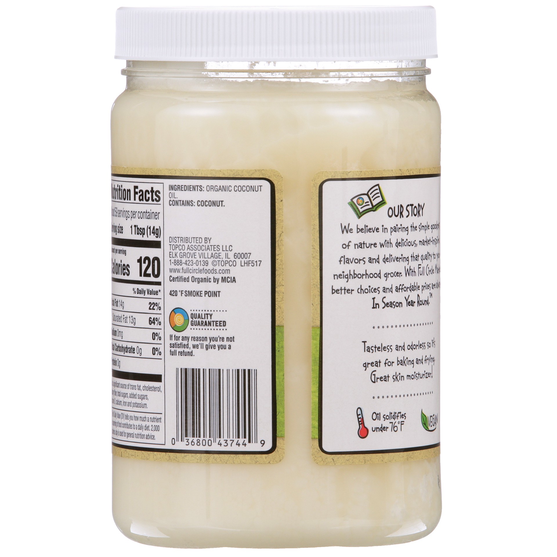 slide 2 of 6, Full Circle Market Organic Refined Coconut Oil - 30 oz, 30 oz