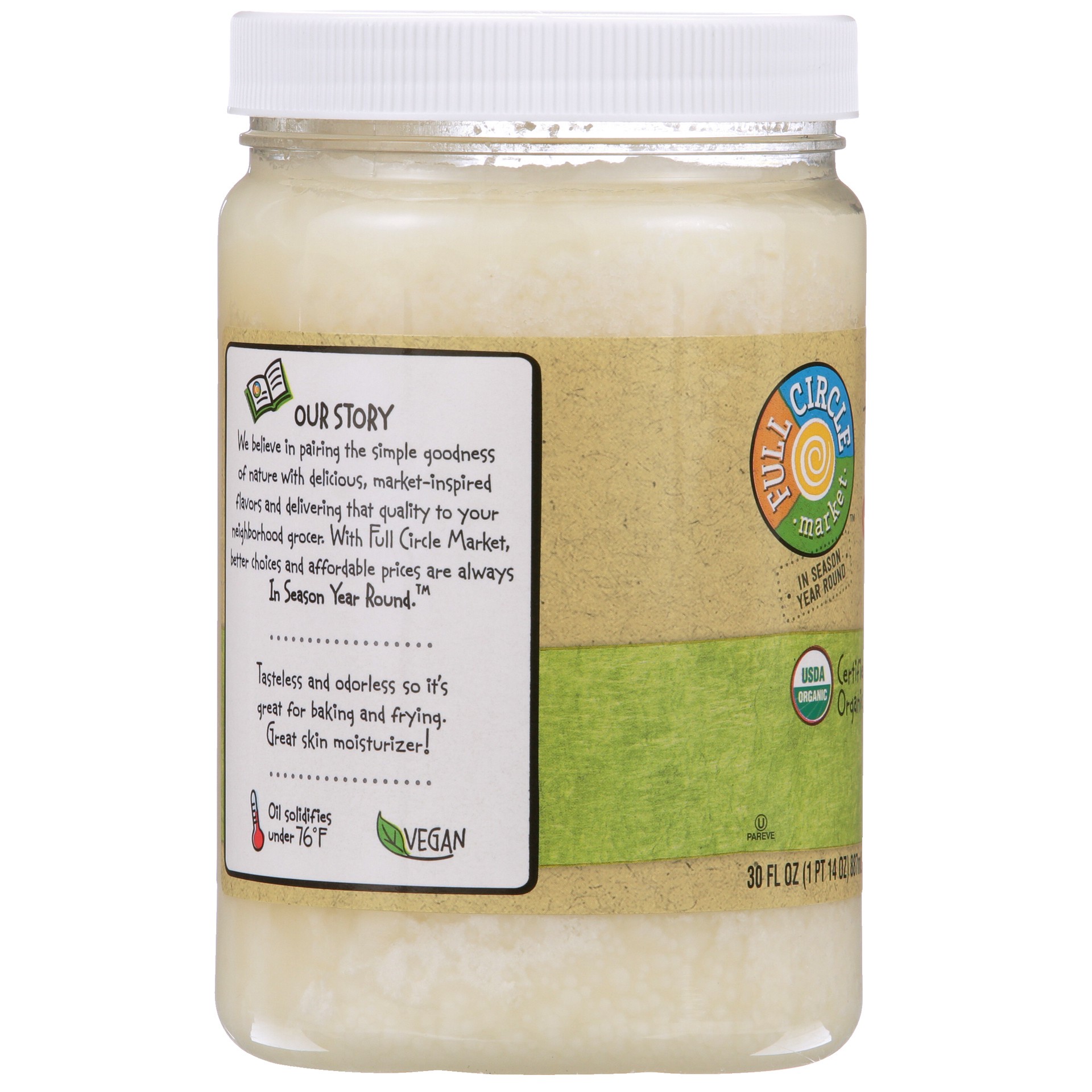 slide 3 of 6, Full Circle Market Organic Refined Coconut Oil - 30 oz, 30 oz