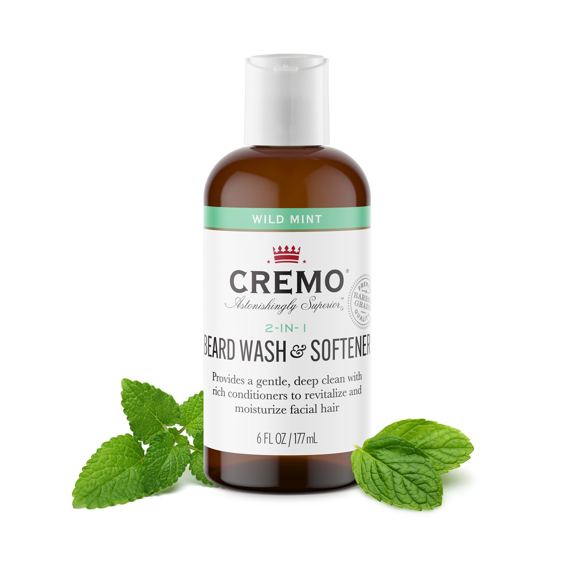 slide 5 of 7, Cremo Astonishingly Superior 2-in-1 Wild Mint Beard Wash & Softener 6 oz, 6 oz