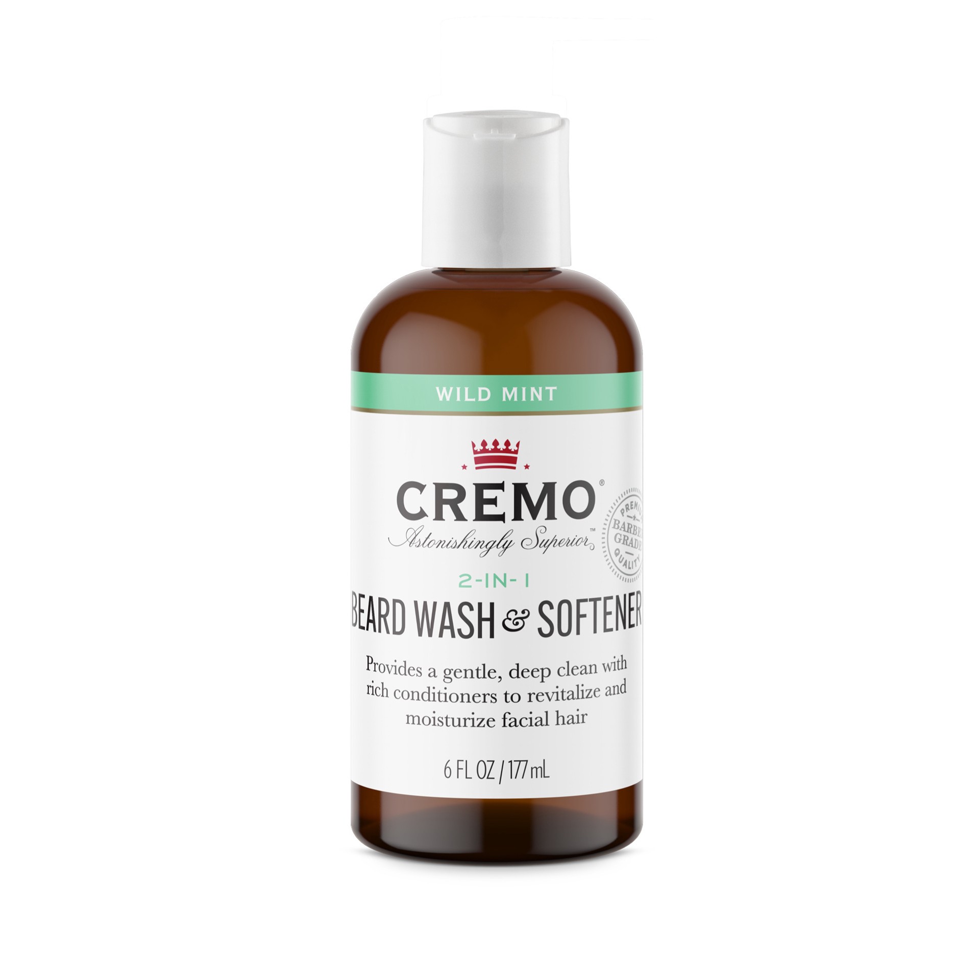 slide 1 of 7, Cremo Astonishingly Superior 2-in-1 Wild Mint Beard Wash & Softener 6 oz, 6 oz