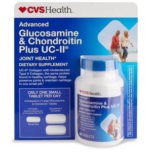 slide 1 of 1, CVS Health Advanced Glucosamine & Chondroitin Plus Uc-Ii Tablets, 60 ct