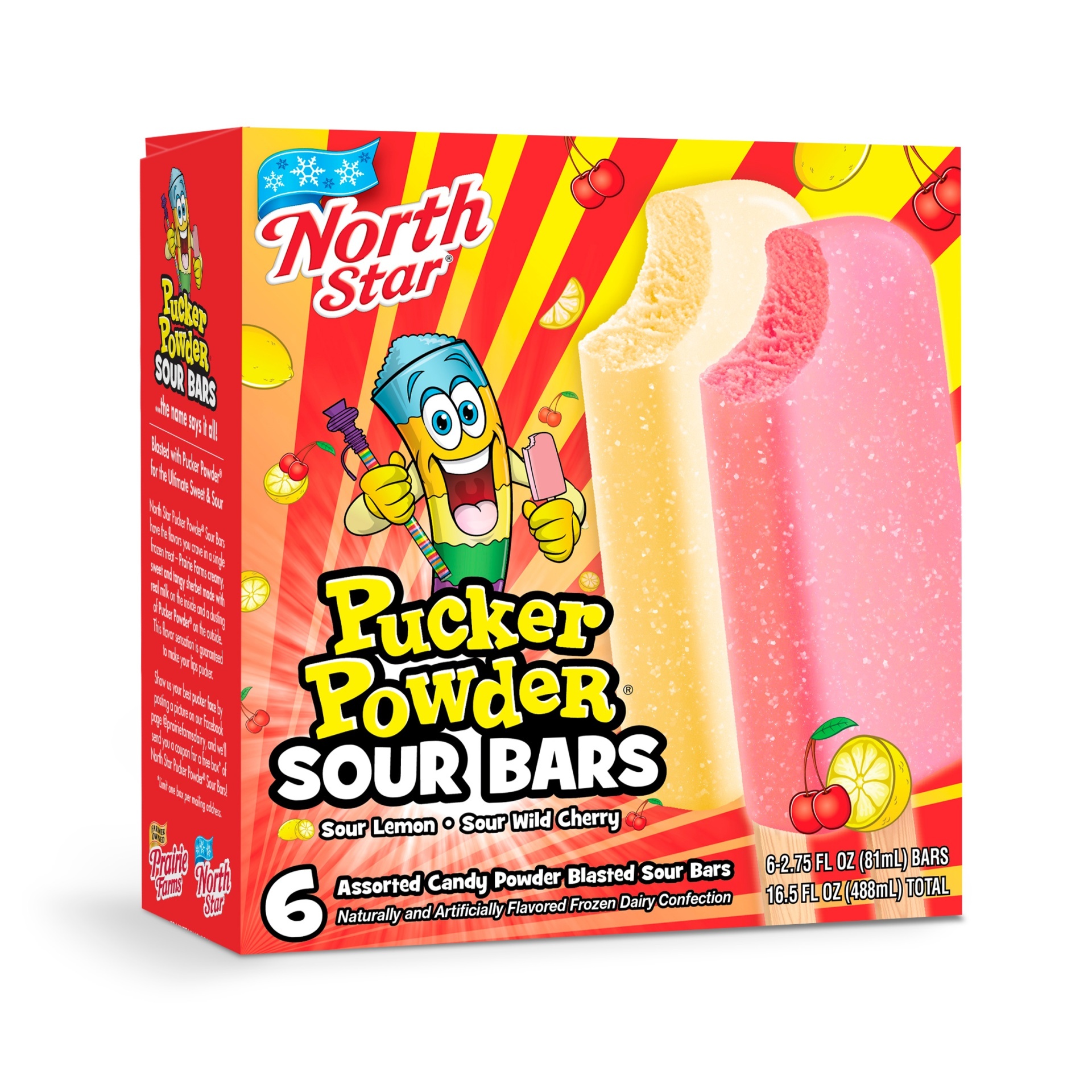 slide 1 of 1, North Star Lemon Wild Cherry Pucker Powder Sour Bars, 6 ct