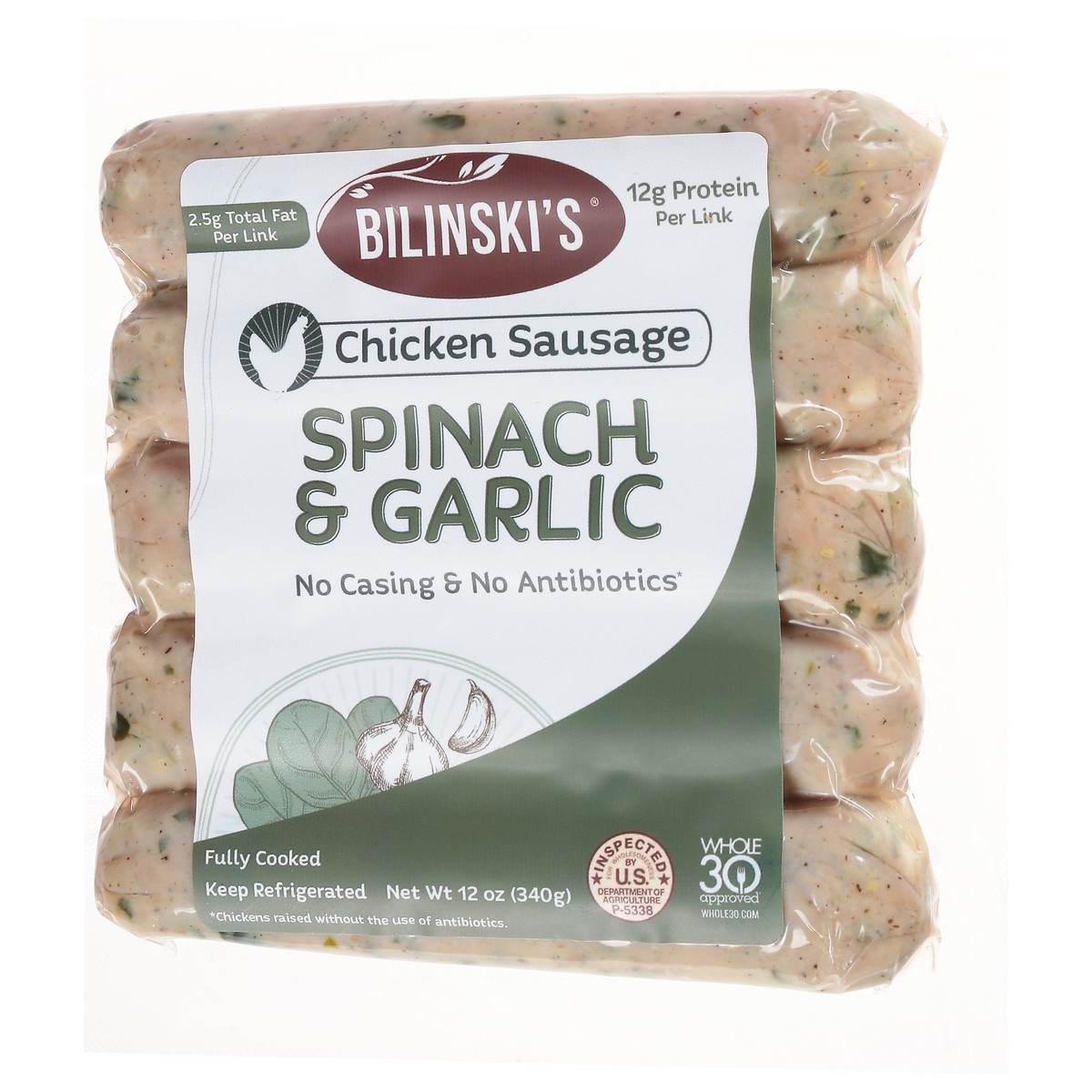 slide 3 of 9, Bilinski's Bilinski Spinach Chicken Sausage, 12 oz