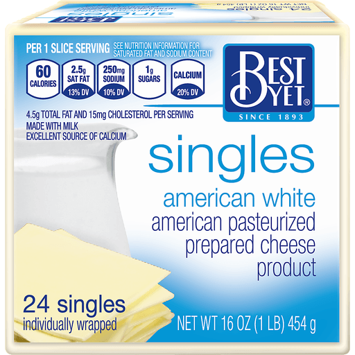 slide 1 of 1, Best Yet Iws White Cheese Singles, 16 oz