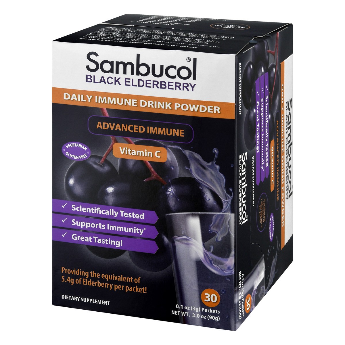 slide 3 of 9, Sambucol Vitamin C Powder Black Elderberry 30 ea, 30 ct