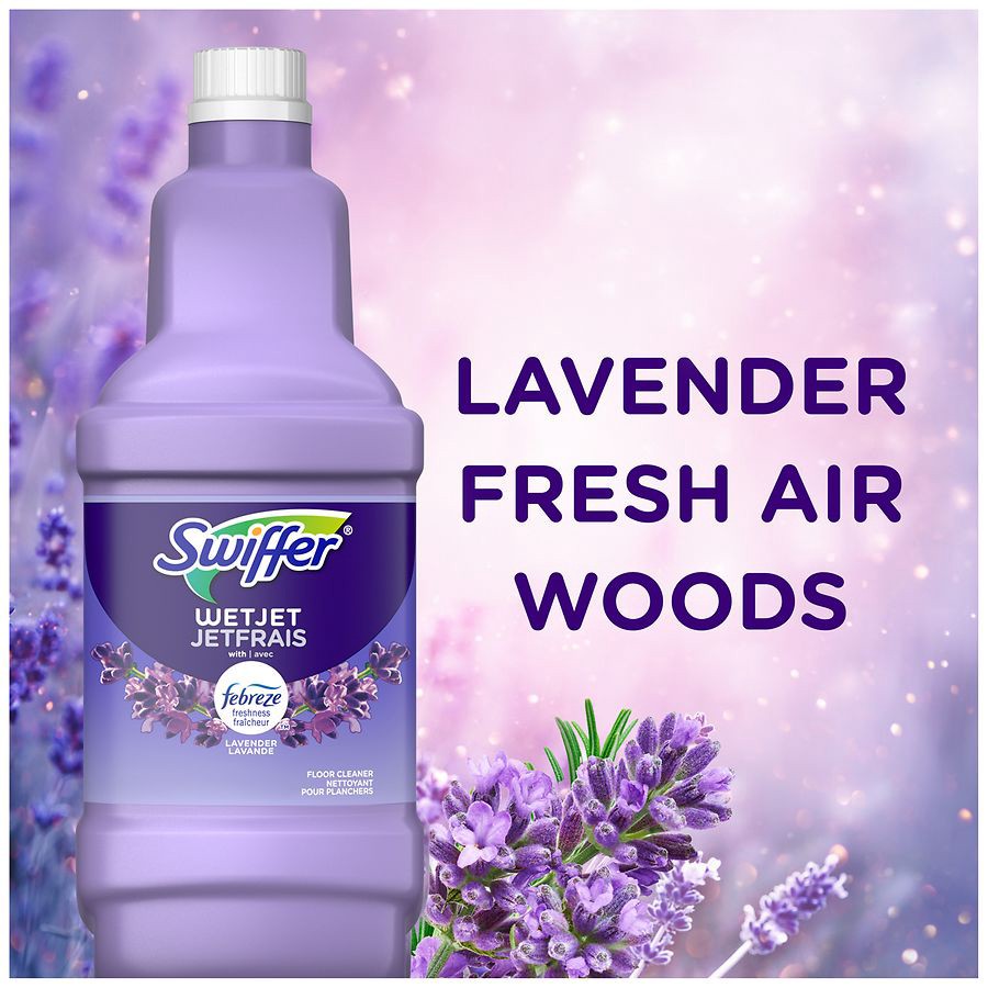 slide 4 of 5, Swiffer Wet Jet Mop Refill Solution, Wood, Laminate, Tile, Floor Cleaner, Lavender, 1.25 Liters, 42.2 fl oz
