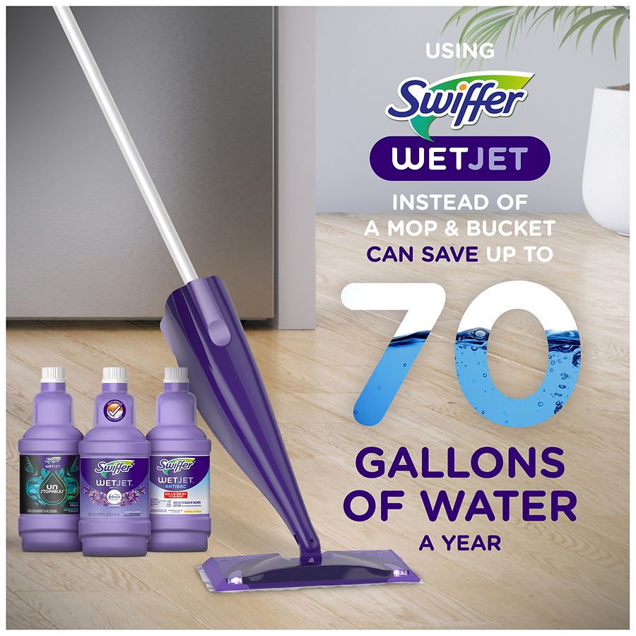 slide 3 of 5, Swiffer Wet Jet Mop Refill Solution, Wood, Laminate, Tile, Floor Cleaner, Lavender, 1.25 Liters, 42.2 fl oz