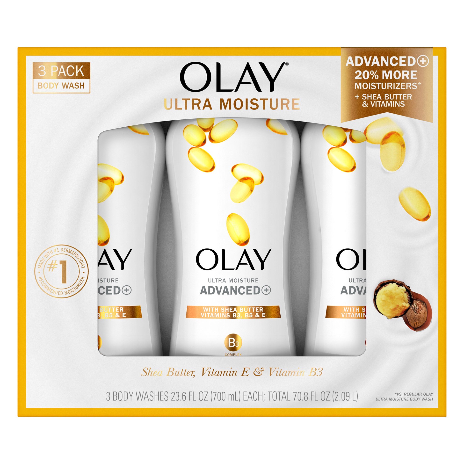 slide 1 of 1, Olay Advanced Moisture Renewal Blend Body Wash, 23.6 oz, 3 pack, 