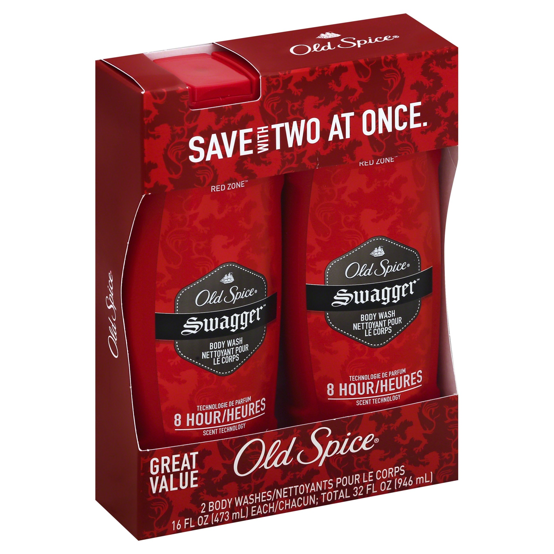 slide 1 of 4, Old Spice Red Zone Swagger Body Wash Twin Pack, 2 ct; 16 fl oz