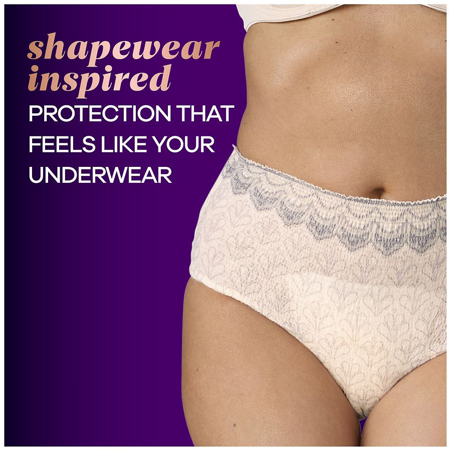 slide 2 of 5, Always Discreet Boutique Incontinence and Postpartum Underwear for Women, Maximum Protection, S/M, Rosy, 20 Count, 20 ct