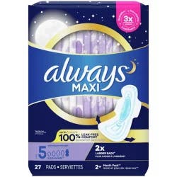 Always Maxi Size 5 Extra Heavy Overnight Pads With Wings