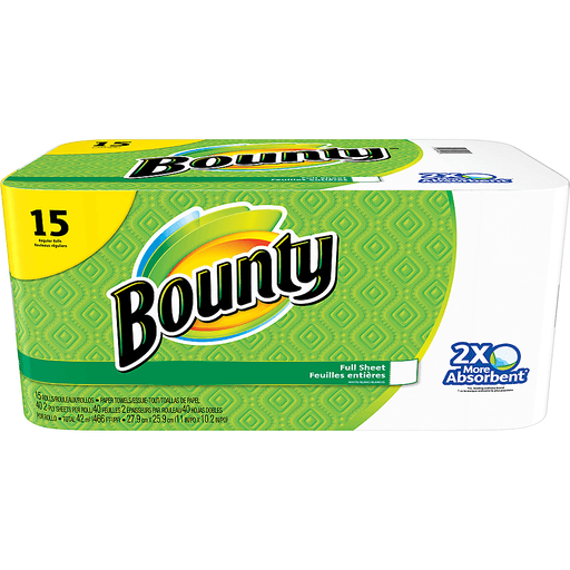 slide 1 of 1, Bounty Regular Paper Towels, 15 Pack, 600 ct