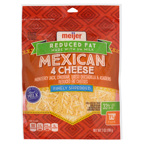slide 1 of 2, Meijer Reduced Fat Finely Shredded Mexican Cheese, 7 oz