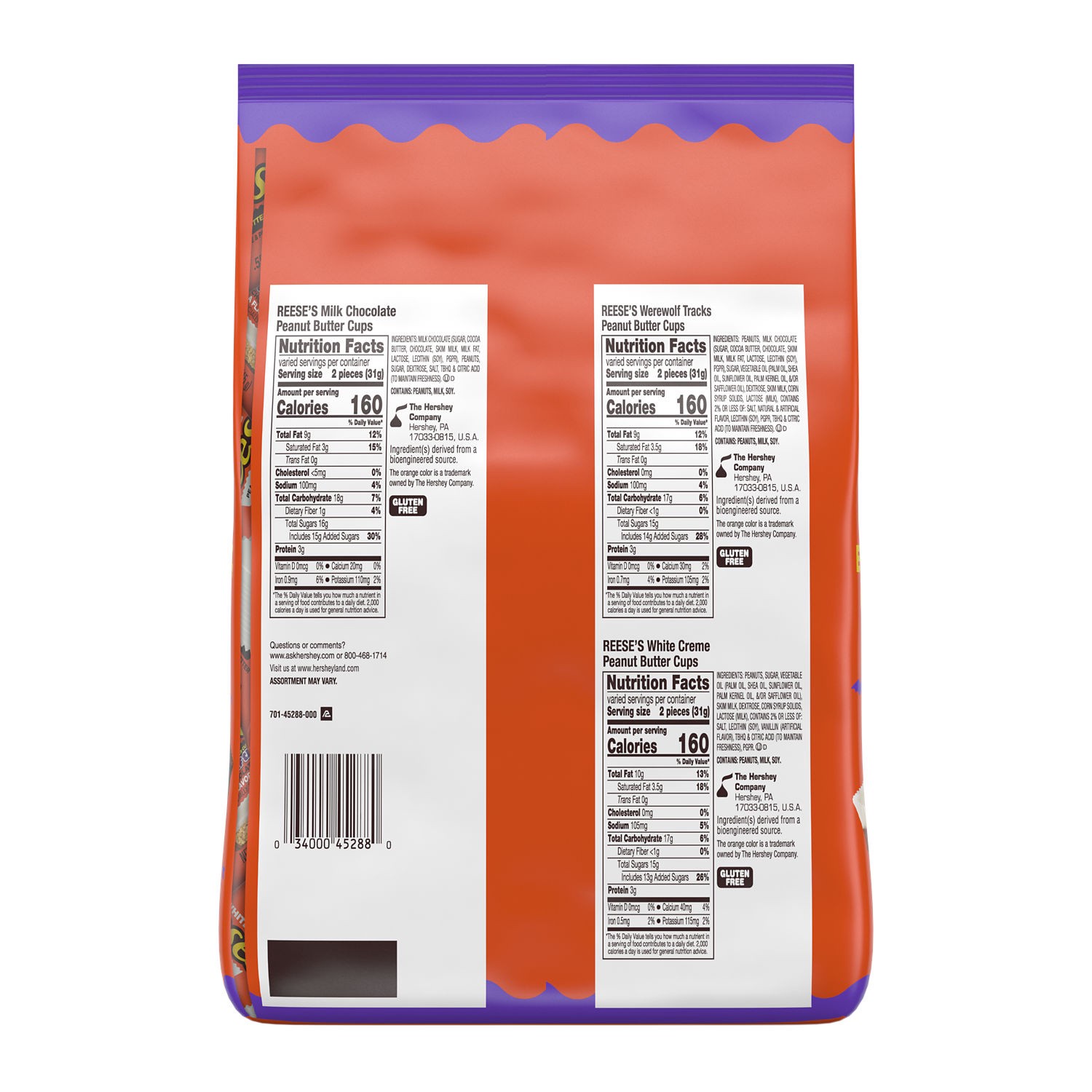 slide 3 of 4, Reese's Assorted Flavored Snack Size Peanut Butter Cups, Halloween Candy Bulk Bag, 35.75 oz (65 Pieces), 65 ct