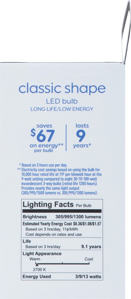 slide 8 of 9, GE 3/9/13 Watts Soft White Classic Shape 3-Way LED Light Bulbs 1 ea, 1 ct