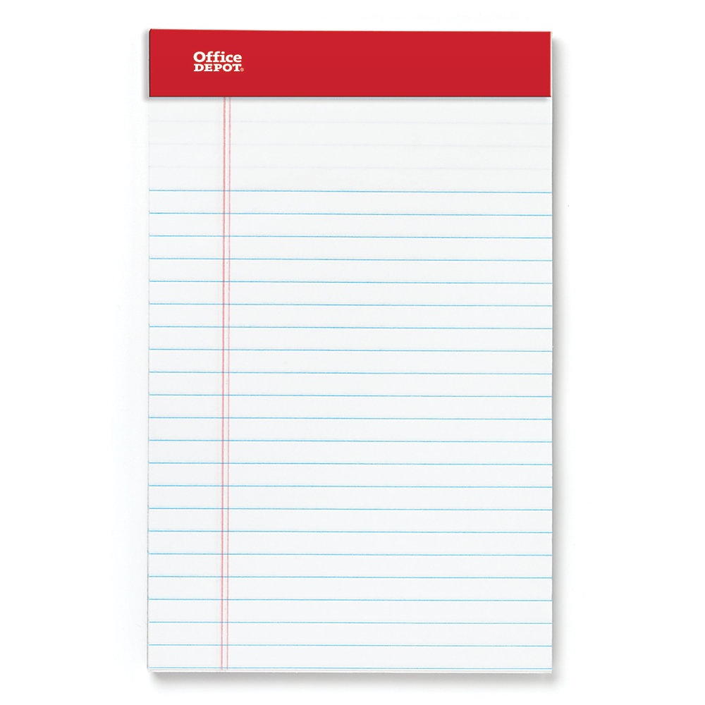 slide 1 of 1, Office Depot Perforated Writing Pads, 5'' X 8'', Narrow Ruled, 50 Sheets, White, Pack Of 12 Pads, 12 ct