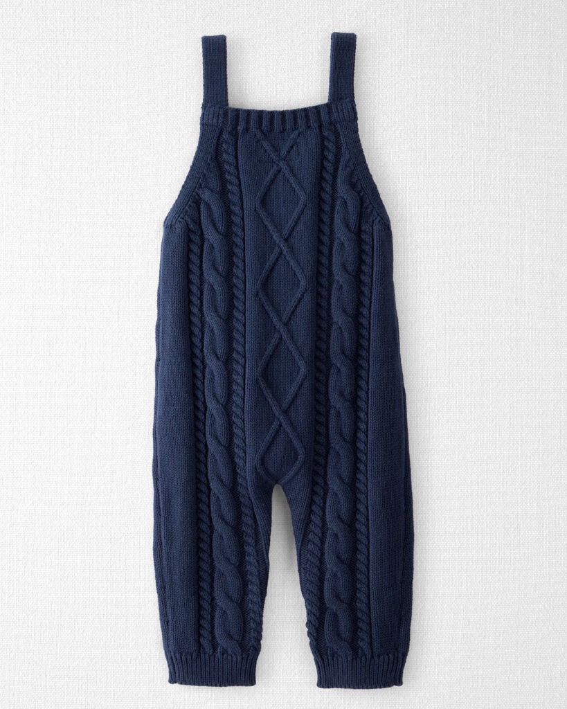 slide 3 of 4, Littleplanet Baby Organic Cotton Cable Knit Overalls Navy 18M, 1 ct