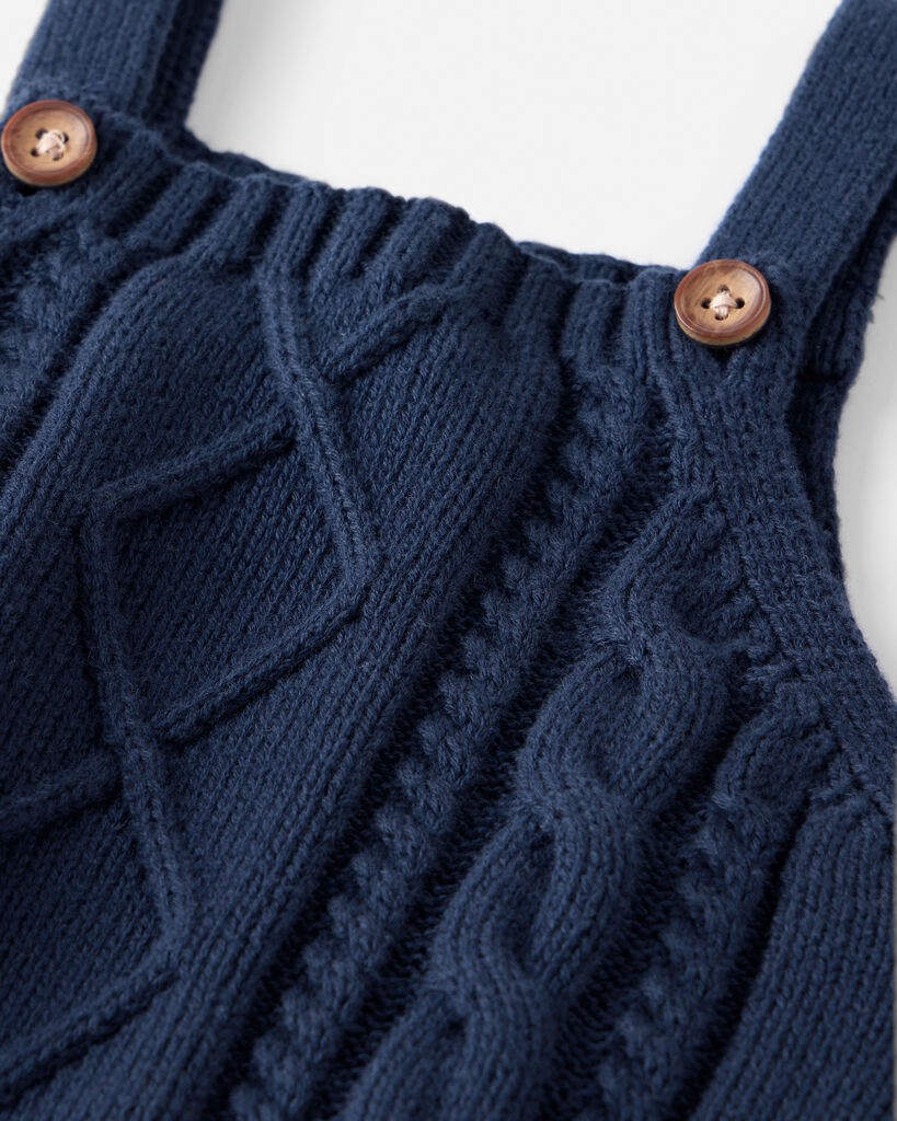 slide 4 of 4, Littleplanet Baby Organic Cotton Cable Knit Overalls Navy 18M, 1 ct