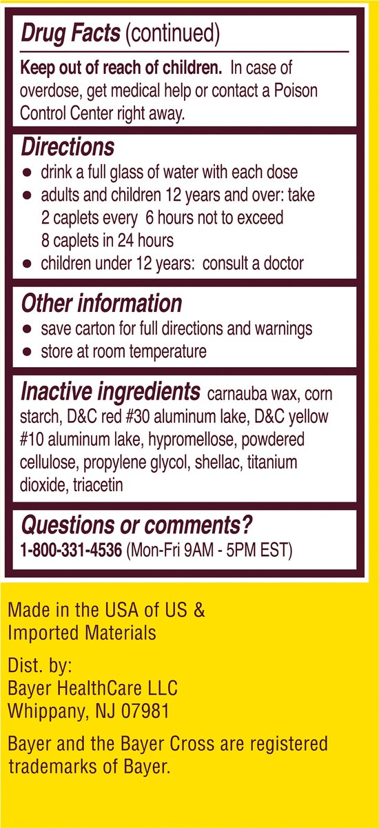 slide 9 of 9, Bayer Coated Caplets 500 mg Extra Strength Aspirin 24 ea Box, 24 ct