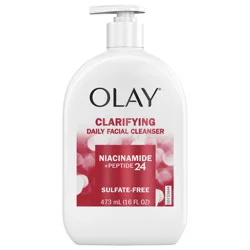 Olay Niacinamide + Peptide 24 Face Wash, Clarifying, Sulfate-Free, 16 oz
