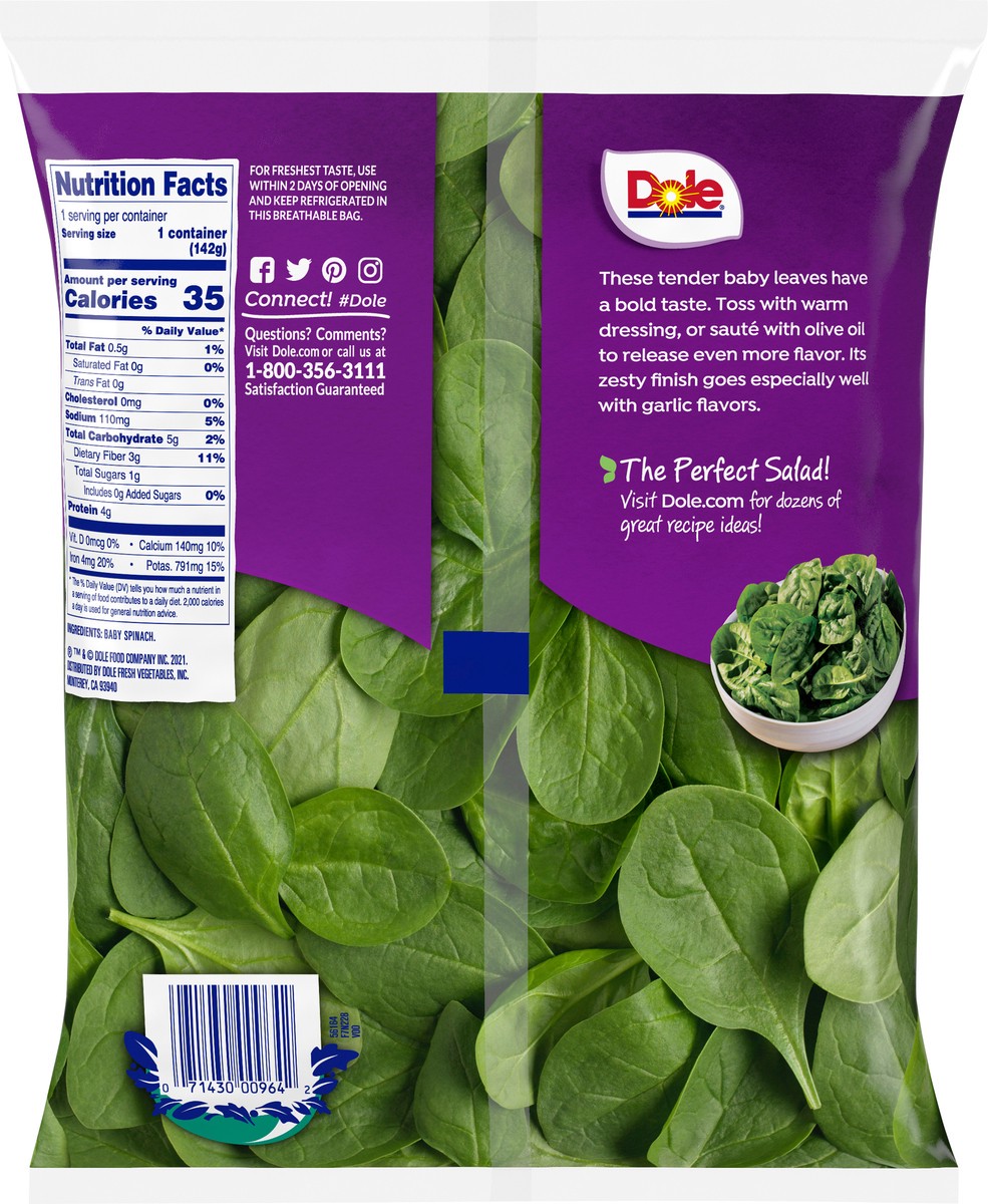 slide 3 of 7, Dole Baby Spinach, 5 oz