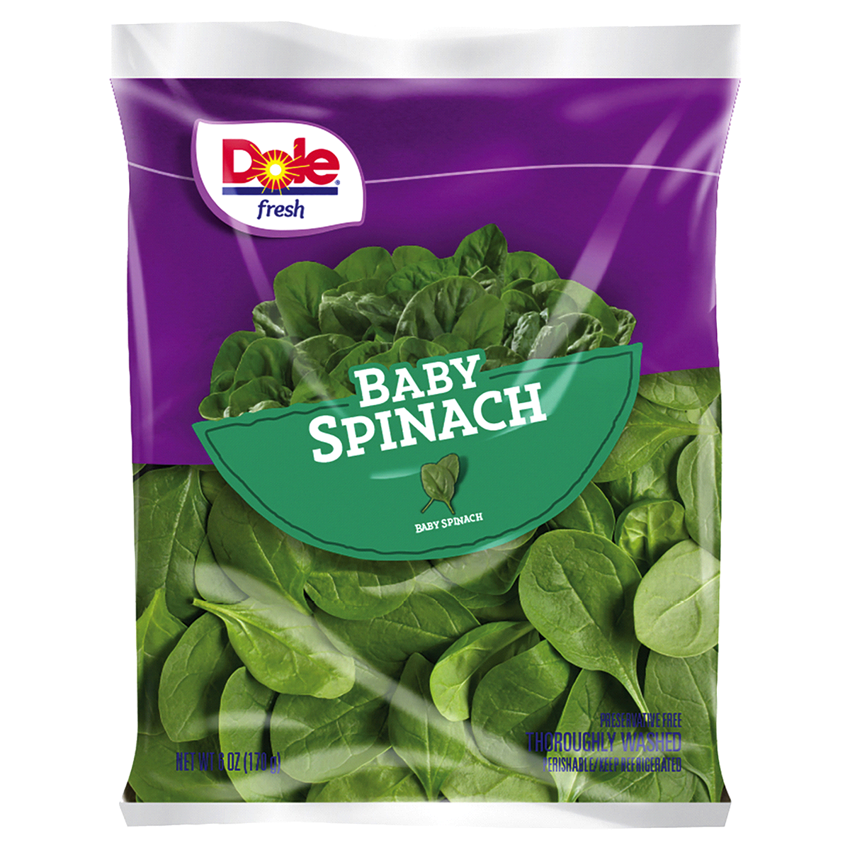 slide 1 of 2, Dole Baby Spinach, 6 oz