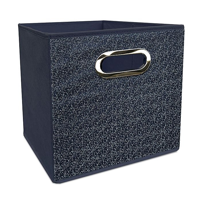 slide 1 of 1, Simply Essential Denim Collapsible Bin - Blue, 11 in