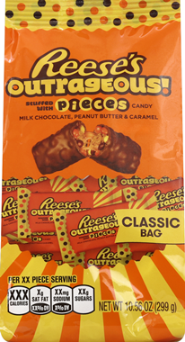 slide 1 of 1, Reese's Outrageous Stuffed With Pieces Snack Size Candy, 11 oz