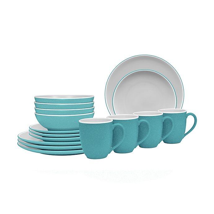 slide 2 of 2, Noritake ColorTrio Coupe Dinnerware Set - Turquoise, 16 ct