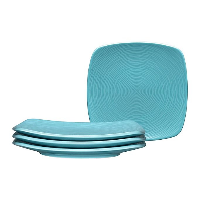 slide 1 of 1, Noritake Turquoise on Turquoise Swirl Square Coupe Appetizer Plates, 4 ct