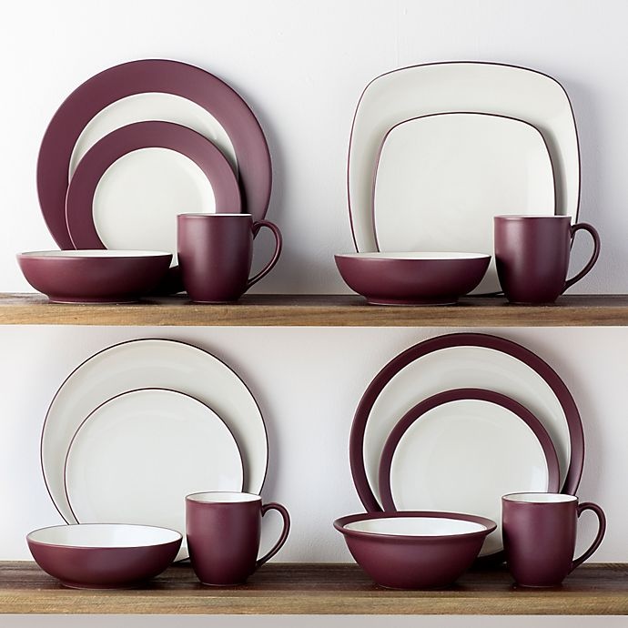 slide 3 of 4, Noritake Colorwave Coupe Place Setting - Burgundy, 4 ct