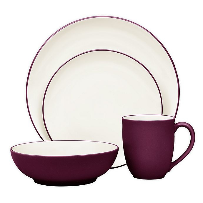 slide 1 of 4, Noritake Colorwave Coupe Place Setting - Burgundy, 4 ct