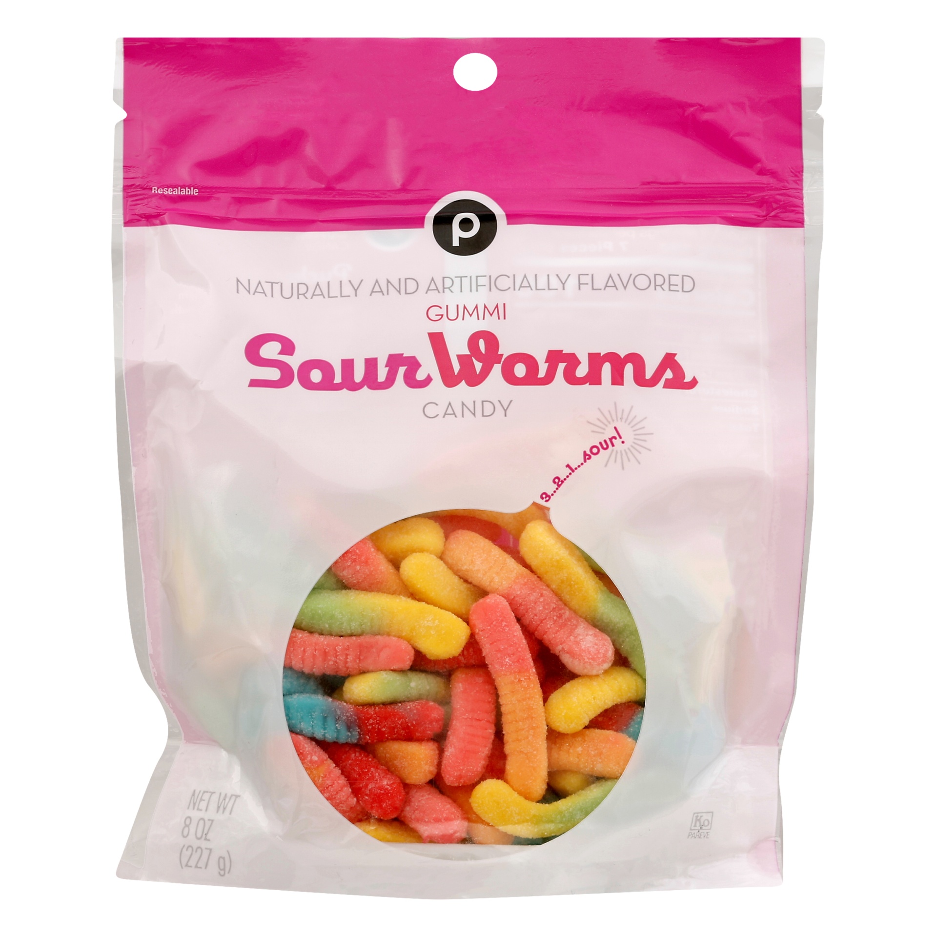 slide 1 of 1, Publix Gummi Sour Worms Candy, 8 oz