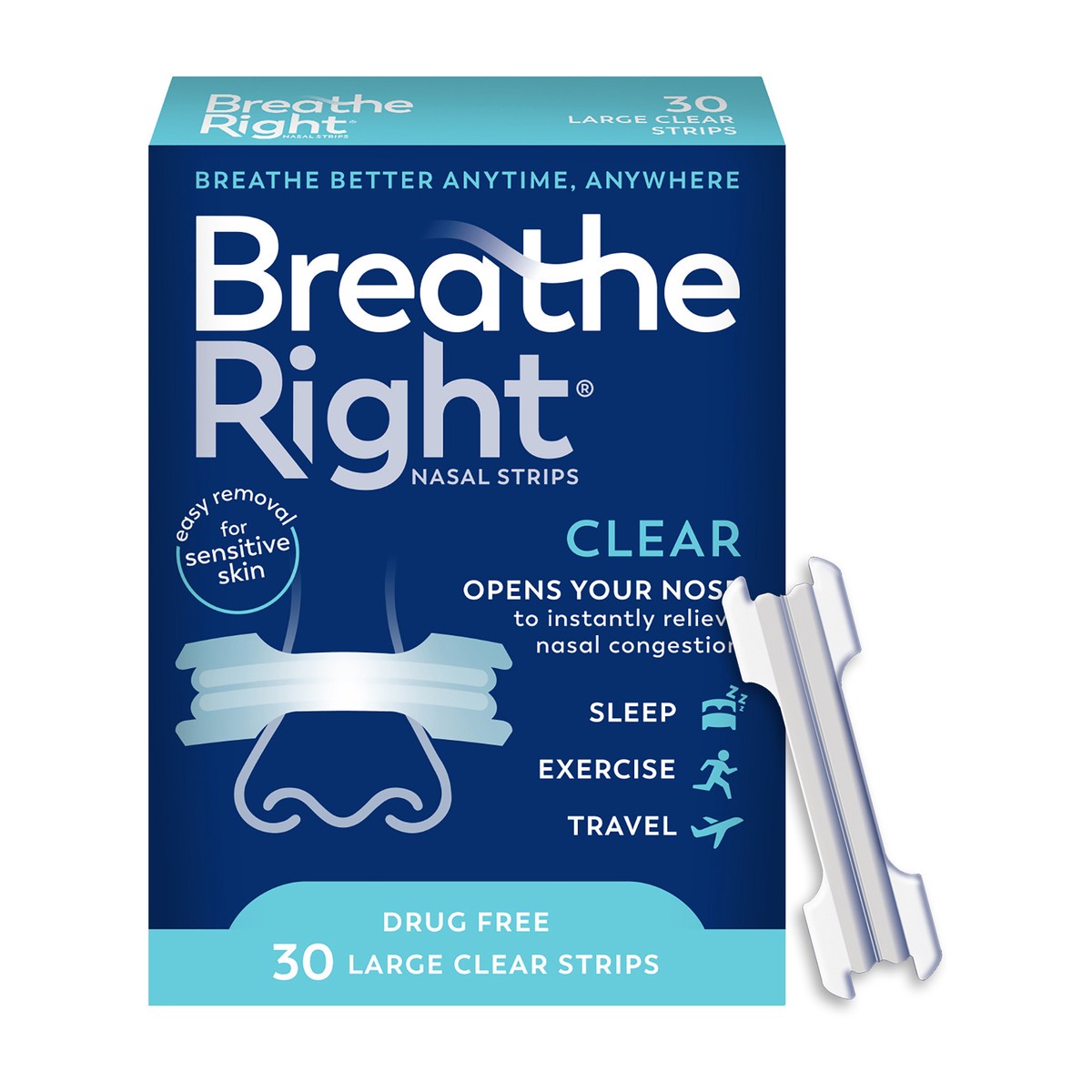 slide 1 of 9, Breathe Right Clear Large, 30 ct