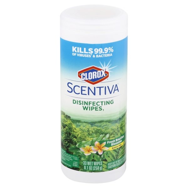 slide 1 of 1, Clorox Scentiva Fresh Brazilian Blossoms Disinfecting Wipes, 33 ct