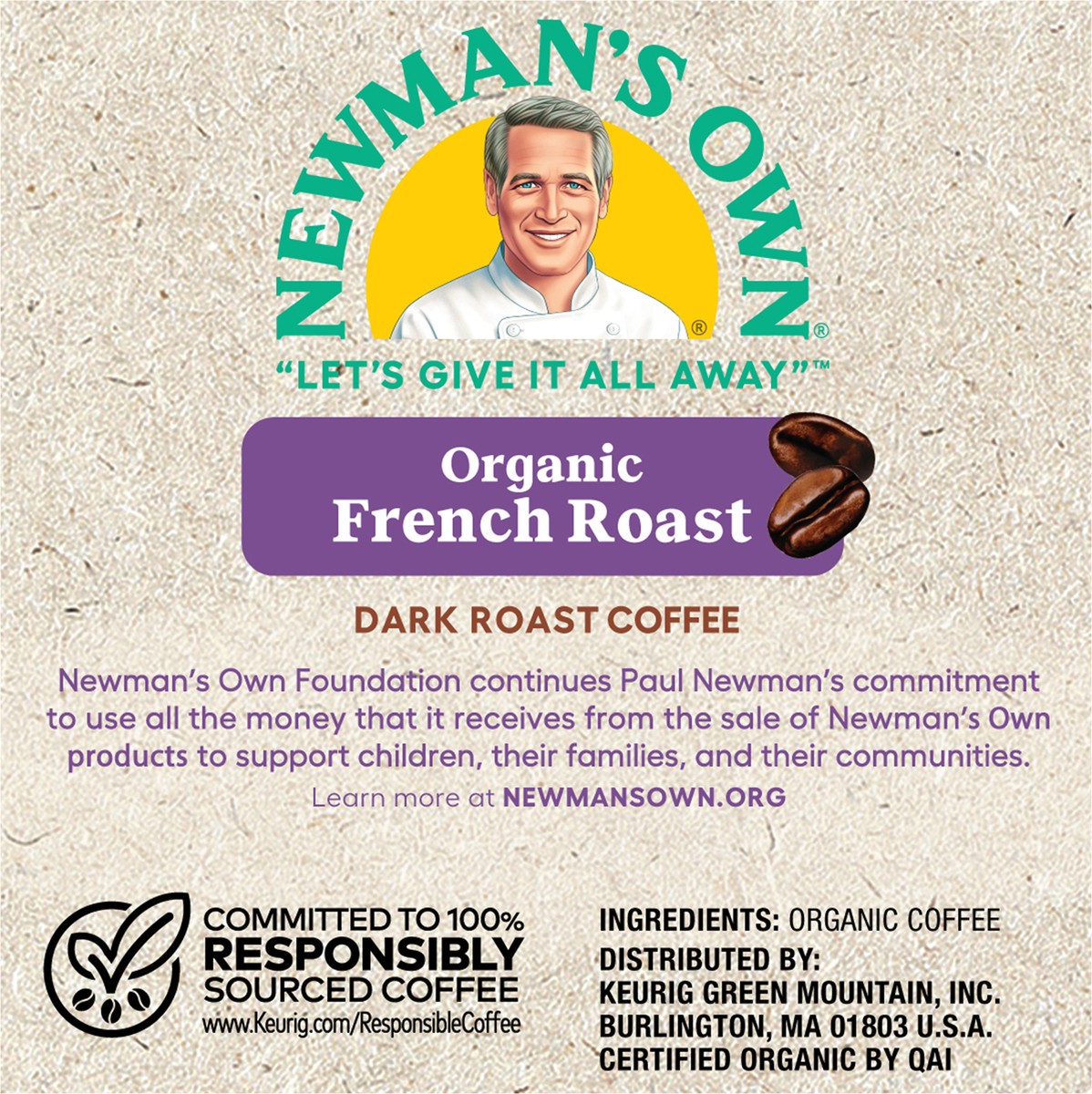 slide 6 of 7, Newman's Own French Roast Keurig Single-Serve K-Cup Pods, Dark Roast Coffee, 12 Count, 12 ct