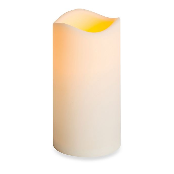Everlasting Glow Flameless LED Wavy Edge Pillar Candle Bisque 3 in x
