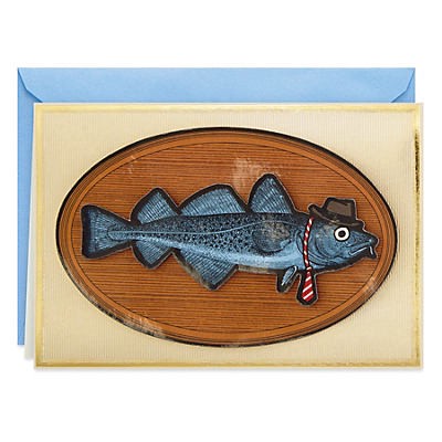 slide 1 of 1, Hallmark Shoebox Funny Father's Day Card (Fish In Hat And Tie), 1 ct