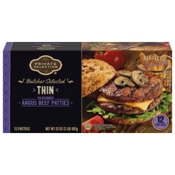 Private Selection Thin Seasoned Angus Beef Patties