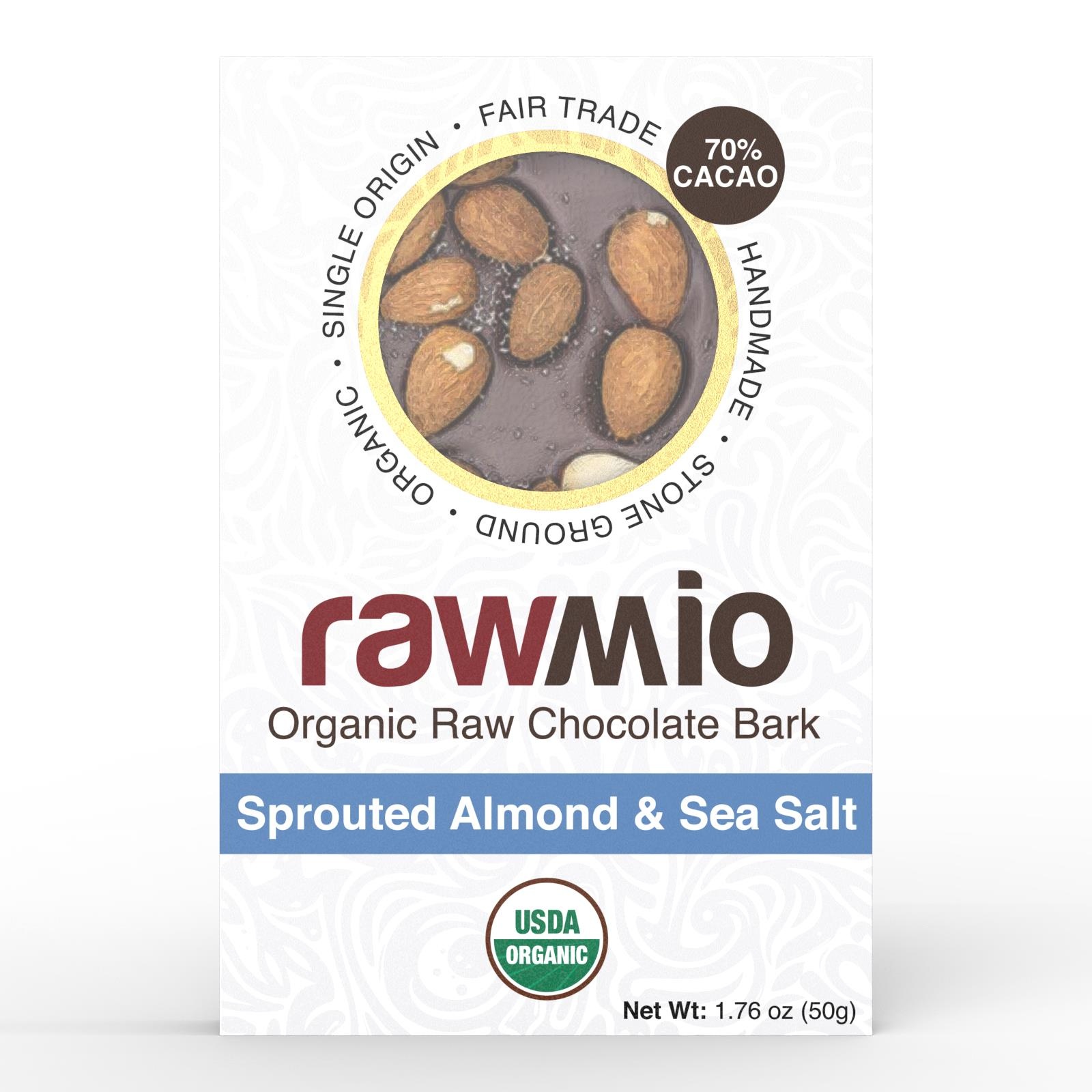slide 1 of 1, Rawmio Sprouted Almond & Sea Salt Raw Chocolate Bark, 1 ct