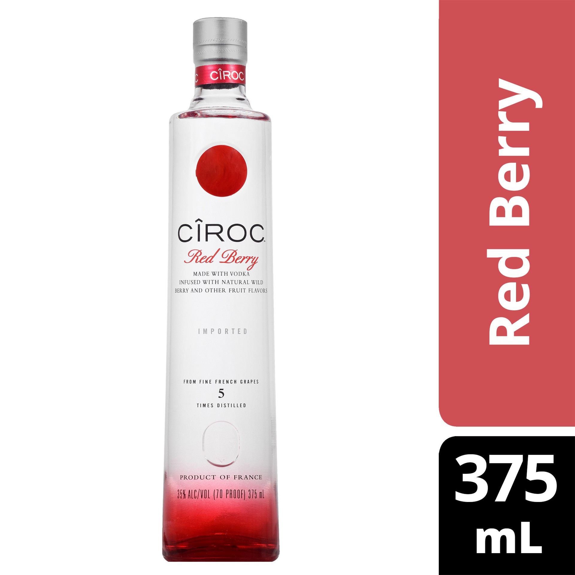 slide 3 of 4, CIROC Red Berry (Made with Vodka Infused with Natural Flavors), 375 mL, 375 ml