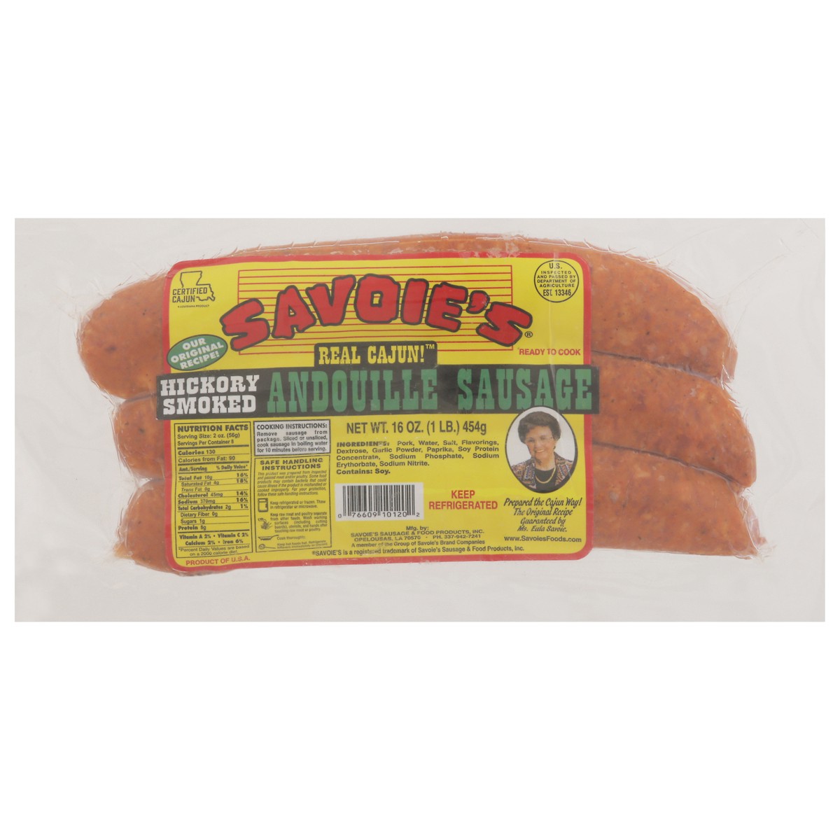 slide 13 of 14, Savoie's Cajun Hickory Smoked Andouille Sausage, 16 oz