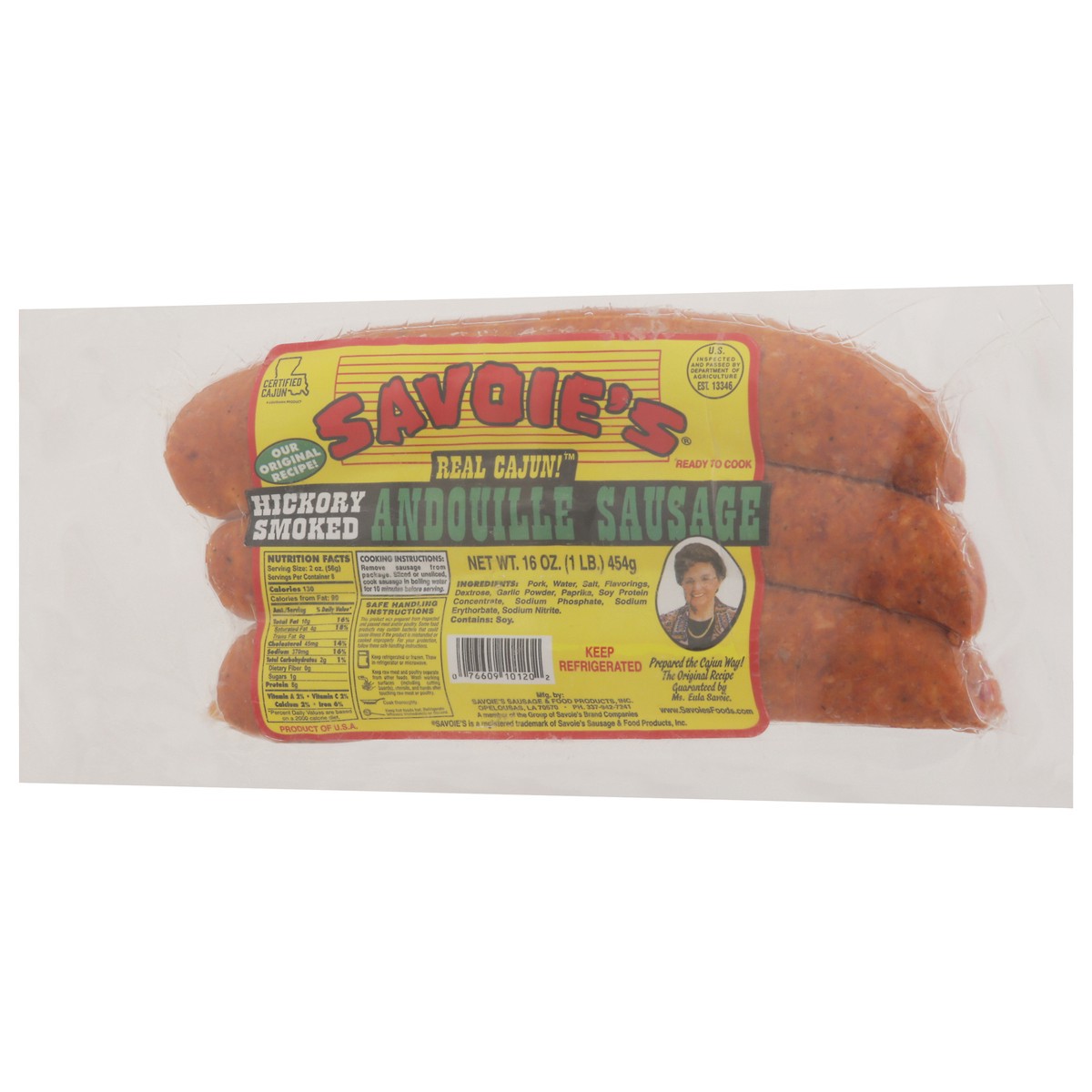 slide 5 of 14, Savoie's Cajun Hickory Smoked Andouille Sausage, 16 oz